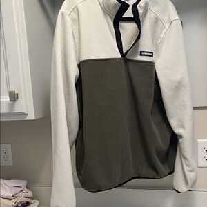 Lands' End Men's Zip Up Sweater - Cream and khaki